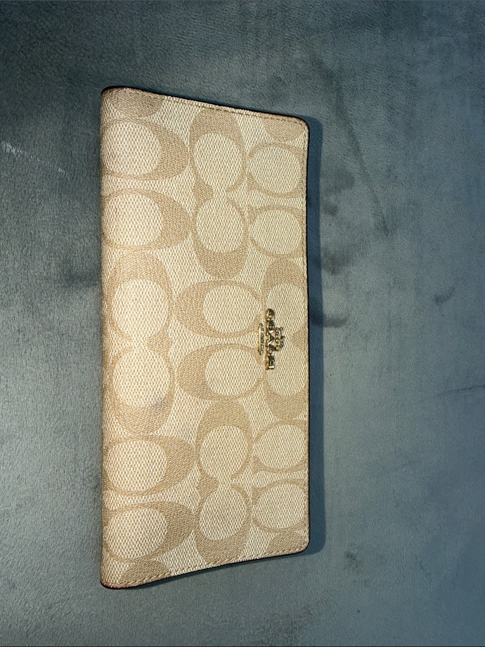 Coach Beige/Chalk Signature Continental Wallet with Gold Logo
